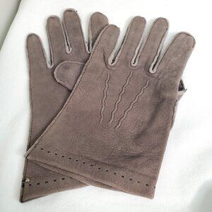 Vintage Mens Gloves Leather Suede Brown Mocha Size 7.5 Hand Stitched Made in USA